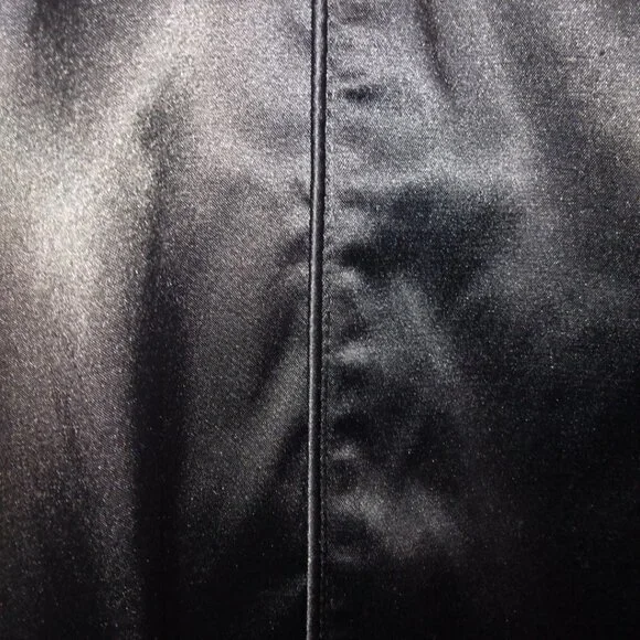 BLACK SATIN PENCIL MINI SKIRT W/PLEATED WAIST | SIZE S - Picture 4 of 6